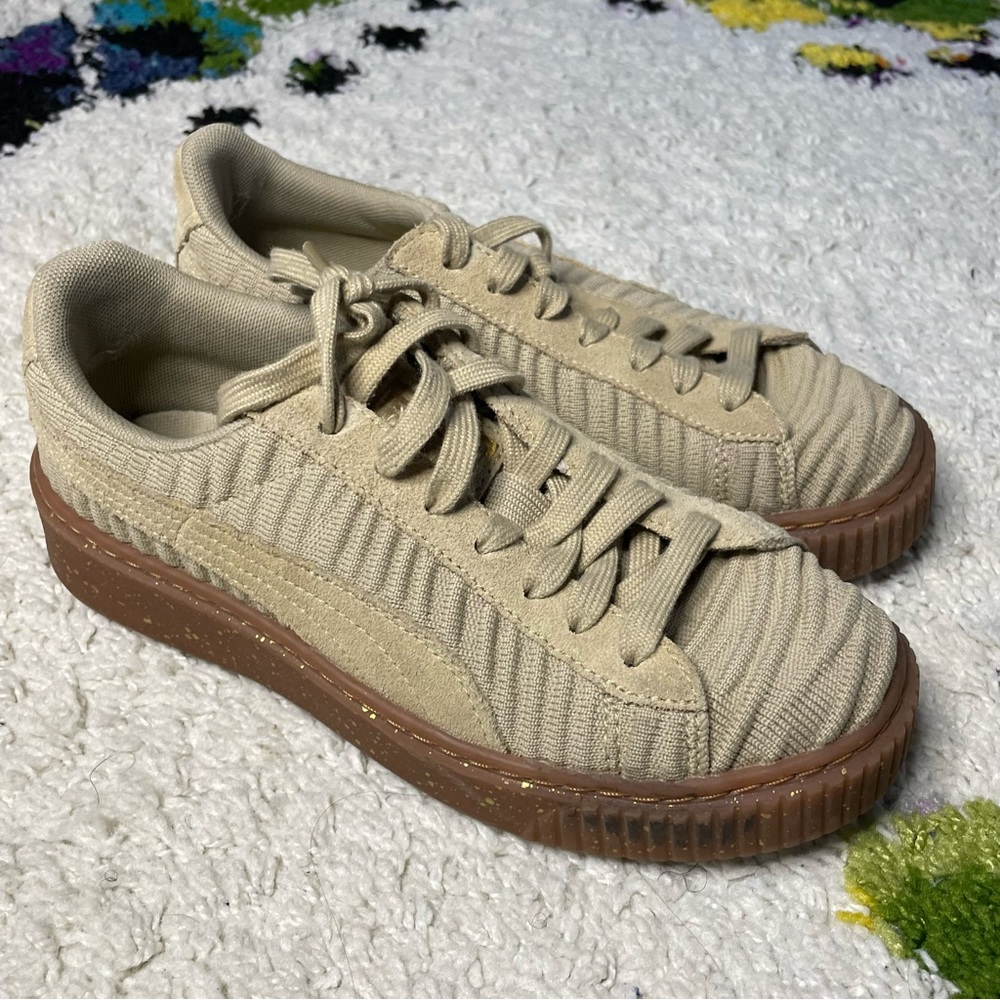 Puma Evo-Knit Tan Sneakers